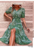 Vestido midi bohemio verde estampado para mujer Eliza